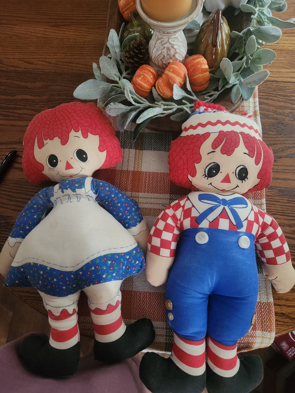 vintage 1982 Raggedy Ann and Andy cloth dolls